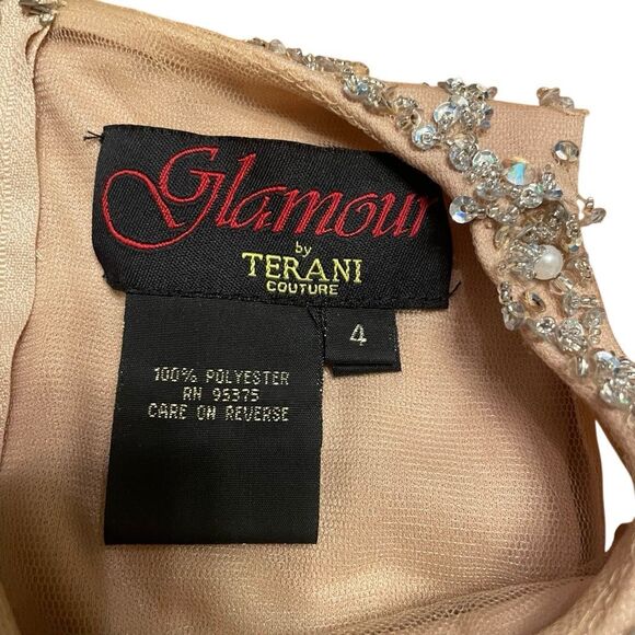 Glamour by Terani Couture Womens Nude Beaded Crop Top 4 Formal Sleeveless Glam - Picture 3 of 5